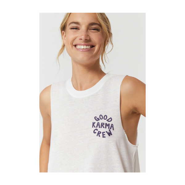 Spiritual Gangster Women's Karma Crew Crop Tank Stone